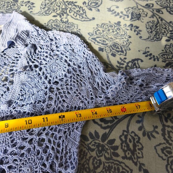 y2k Bebe Crochet Knit Fairy Boho Top sz S/M Blue Gray Festival Beach Whimsical - Picture 9 of 10